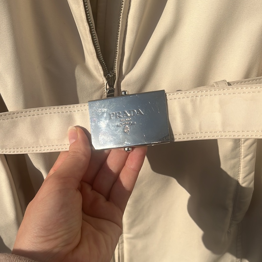 Cream Prada Gore-Tex Coat View 3